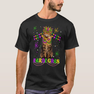 T-shirt Joli Chat Mardi Gras Masque Maine Coon Perles Fest