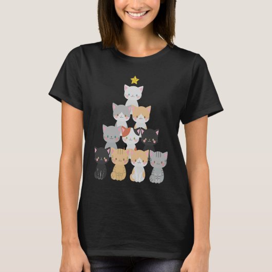 T-shirt Joli chat Noël Arbre Meowa Noël Fêtes (Devant)