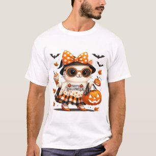 T-shirt Joli Chat Noir avec Chapeau de Sorcière � Kawaii H