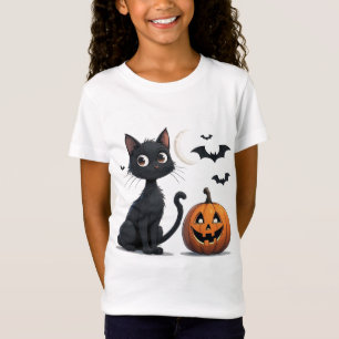T-Shirt Joli chat noir avec citrouille Halloween 🎃