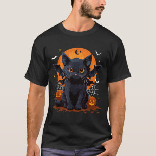 T-shirt Joli Chat Noir Avec Des Ailes De Chauve-Souris Cit