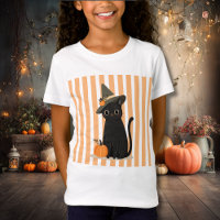 Joli chat noir Halloween avec chapeau de sorcière