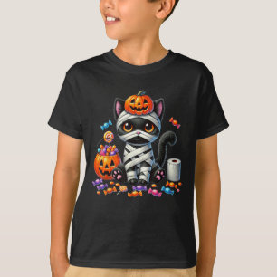 T-shirt Joli chat noir Halloween citrouille friandise ou f
