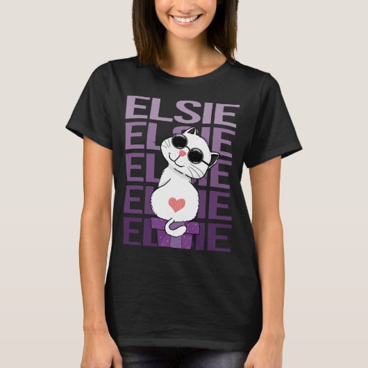 T-shirt Joli Chat - Nom Elsie (Devant)