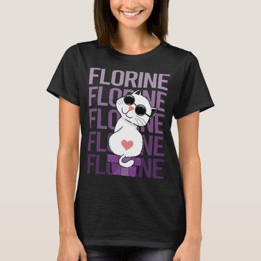 T-shirt Joli Chat - Nom Florine (Devant)