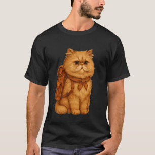 T-shirt Joli chat persan randonneur campeur sac à dos chat