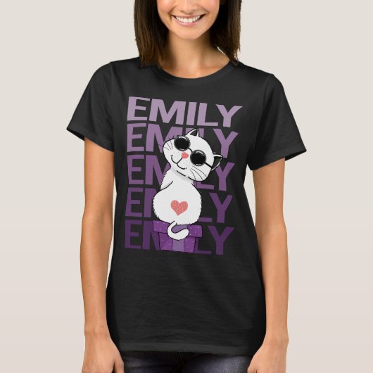 T-shirt Joli Chat - Prénom Emily (Devant)