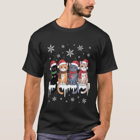T-shirt Joli Chat Renne Noël (Devant)