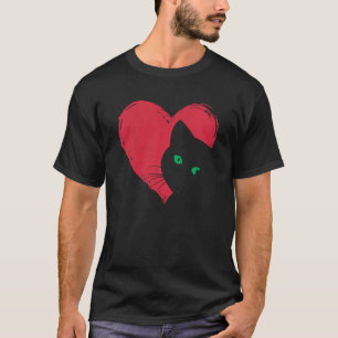 T-shirt Joli Chat Saint-Valentin Cœur Graphique Chat Maman