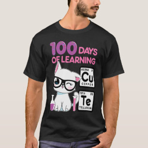 T-shirt Joli chat scientifique 100 jours d'école filles