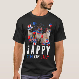 T-shirt Joli Chat Siamois Rouge Blanc Bleu Patriotique Heu