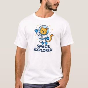 T-shirt Joli chat tigré orange astronaute faisant signe av