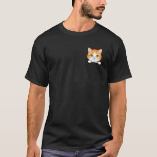T-shirt Joli chat tigré orange qui regarde hors de la poch