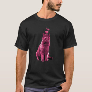 T-shirt Joli chat vintage avec des coeurs rétro rose 12