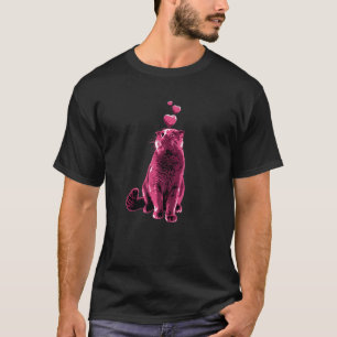 T-shirt Joli chat vintage avec des coeurs rétro rose 9