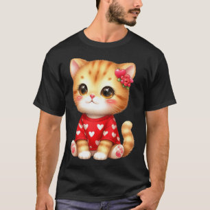 T-shirt Joli chaton de la Saint-Valentin avec cœur