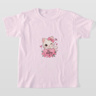 T-shirt Joli Chaton Rose Sois Heureux Les Belles Choses Pr