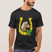 T-shirt Joli Cheval Brown avec Chaussure de Cheval d'Or, S (Devant)