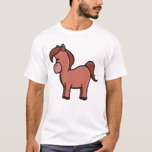 T-shirt Joli Cheval Brun Poney Kawaii Dessin Animé