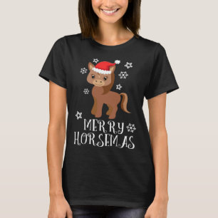 T-shirt Joli cheval & cheval au chapeau de Père Noël Noël