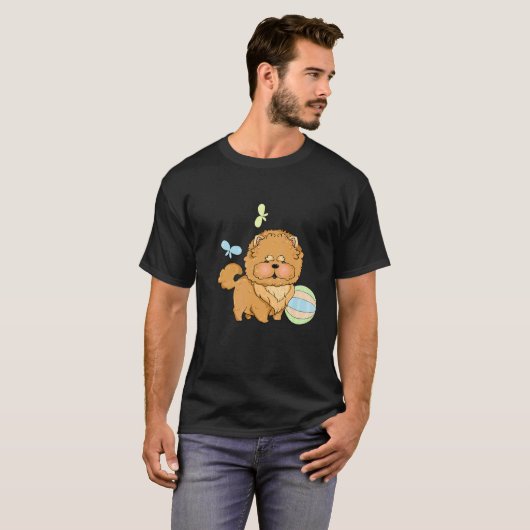T-shirt Joli Chien Brown Et Boule (Devant entier)