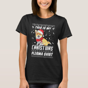 T-shirt Joli chien Corgi C'est mon pyjama de Noël laid