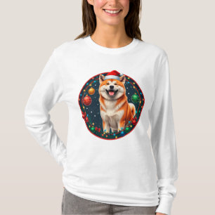 T-shirt Joli chien de Noël dans un cercle festif de Noël