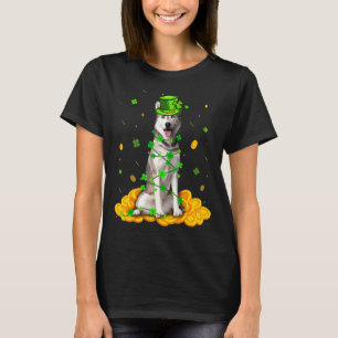 T-shirt Joli chien husky sibérien Saint-Patrick jour irlan