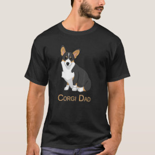T-shirt Joli chien père Corgi Pembroke tricolore noir