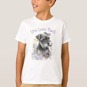 T-shirt Joli chien schnauzer floral