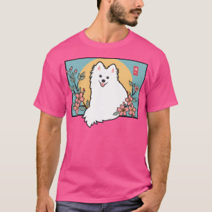T-shirt Joli Chien Spitz Japonais Shinji Avec Sakura Hanaf