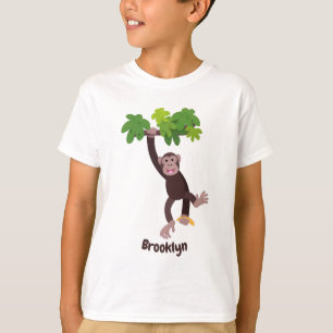 T-shirt Joli chimpanzé dans la jungle suspendu dessin anim
