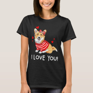 T-shirt Joli chiot Corgi Ruban rouge Saint-Valentin