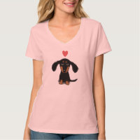 Joli chiot teckel avec cœur rose