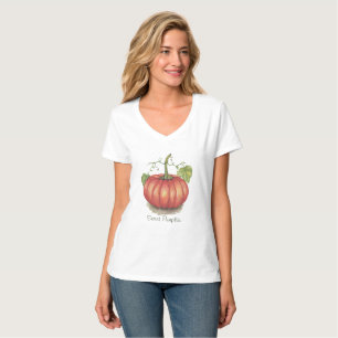 T-shirt Joli Citrouille Avec Vins En Aquarelle