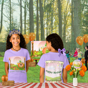 T-Shirt Joli Citrouille violet Patch Princess Girl's B'day
