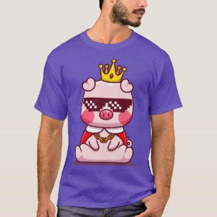 T-shirt Joli cochon King portant des lunettes