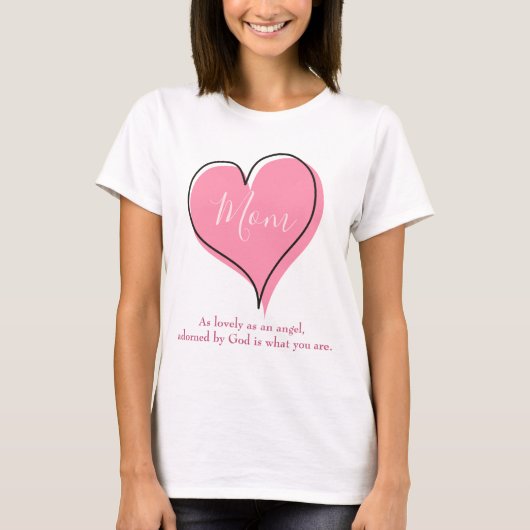 T-shirt Joli coeur rose pour maman (Devant)