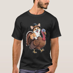 T-shirt Joli corgi pèlerin de chien à cheval dinde femmes