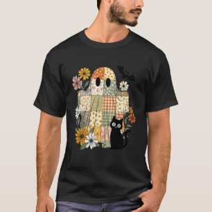 T-shirt Joli costume d'Halloween patchwork fantôme de chat