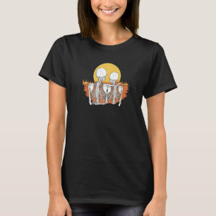 T-shirt joli couché de soleil de squelette serré vivant da