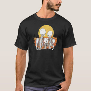 T-shirt joli couché de soleil de squelette serré vivant da