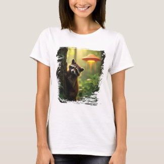 T-shirt Joli design d'OVNI de raton laveur