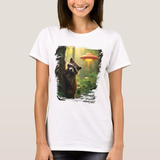 T-shirt Joli design d'OVNI de raton laveur (Devant)