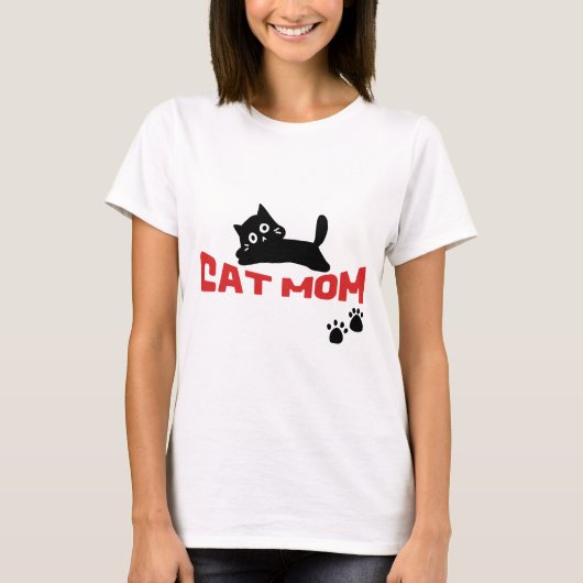 T-shirt Joli design simple femmes noir amoureux des chats (Devant)