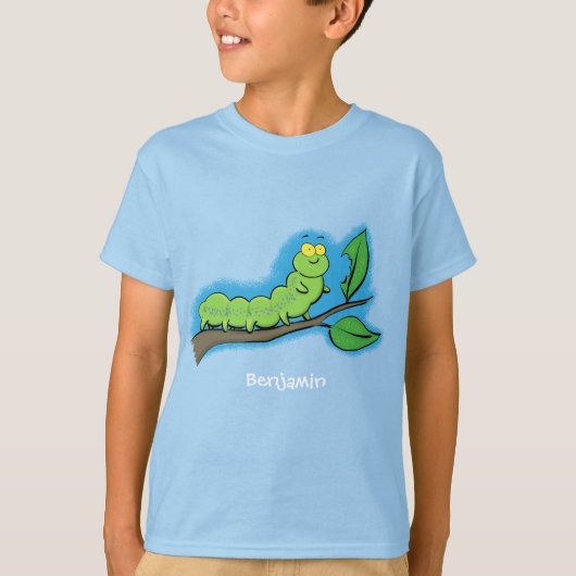 T-shirt Joli dessin animé de chenille verte mignonne (Devant)