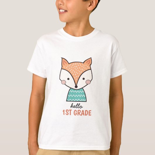 T-shirt Joli dessin animé fox bonjour 1ère classe (Devant)