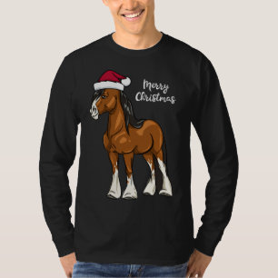 T-shirt Joli dessin Clydesdale Brouillon Cheval Noël