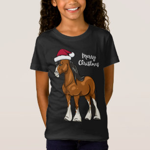 T-Shirt Joli dessin Clydesdale Brouillon Cheval Noël