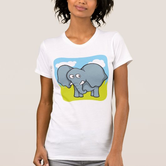 T-shirt Joli dessin éléphant amusant animal de la jungle (Devant)